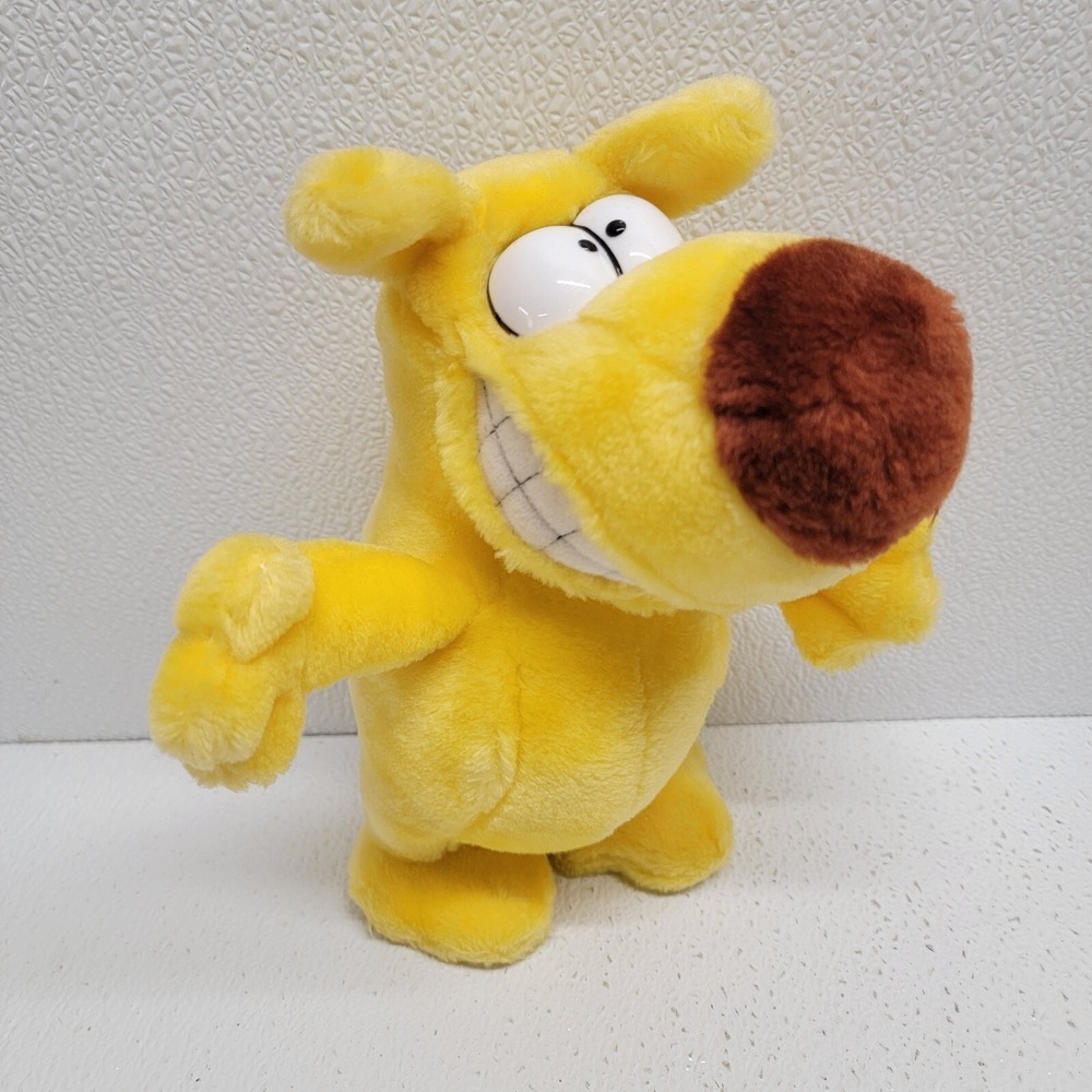 24K Mother Goose & Grimm Grimmy Yellow Dog Plush Stuffed Animal Cartoon 1989